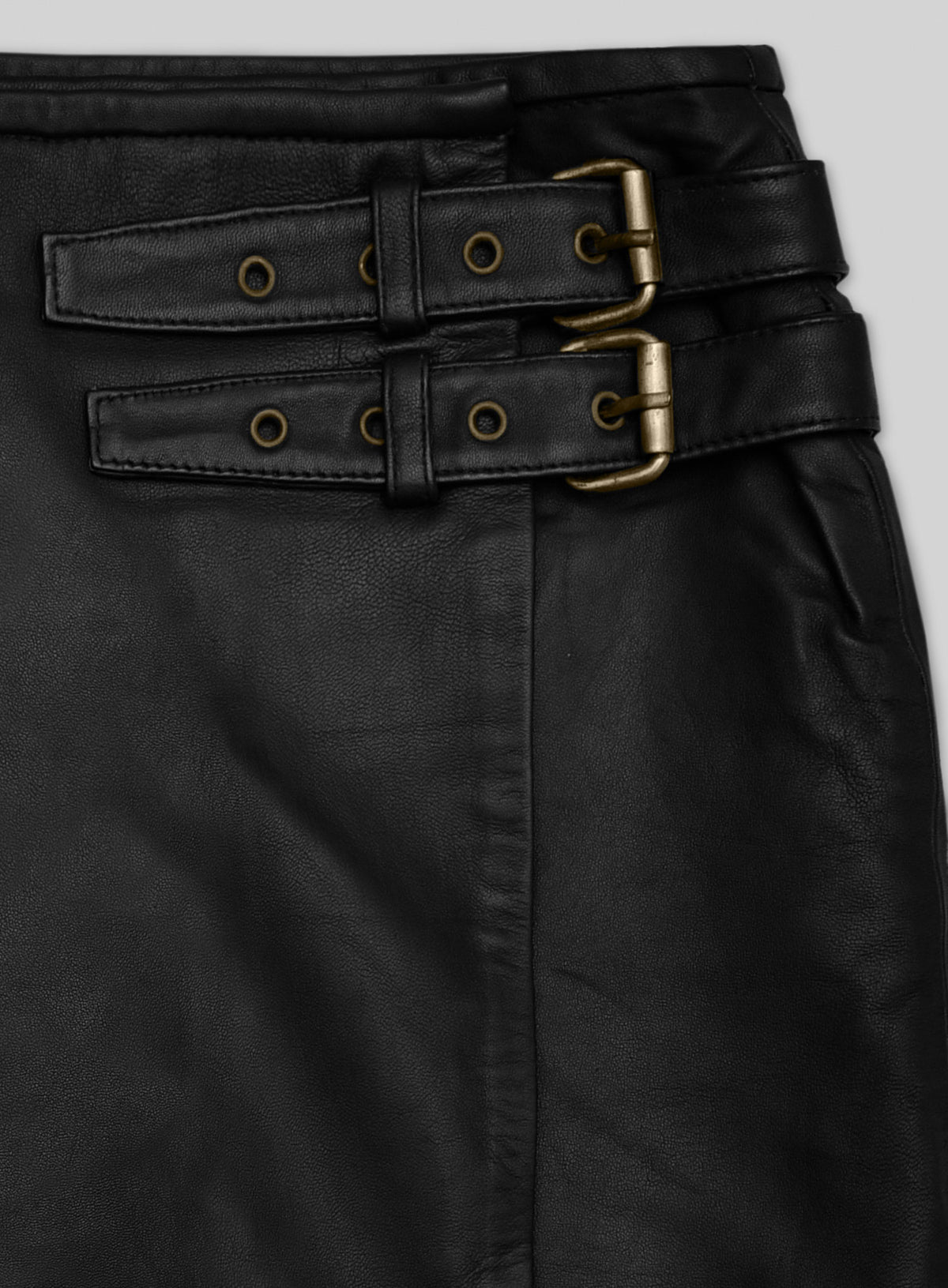 Buckled Wrap Leather Skirt - # 467