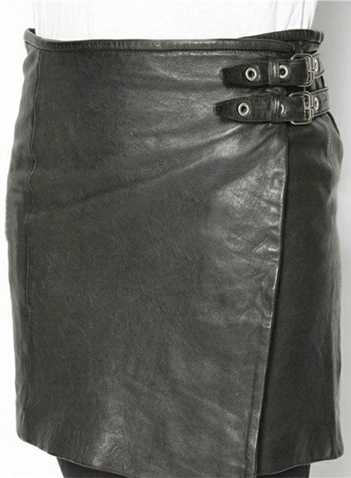 Buckled Wrap Leather Skirt - # 467 - LeatherCult