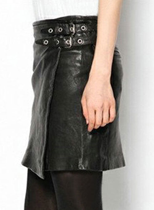 Buckled Wrap Leather Skirt - # 467 - LeatherCult