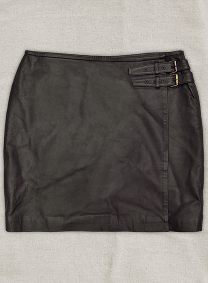 Soft Louis Brown Buckled Wrap Leather Skirt - # 467 - XL Regular - LeatherCult