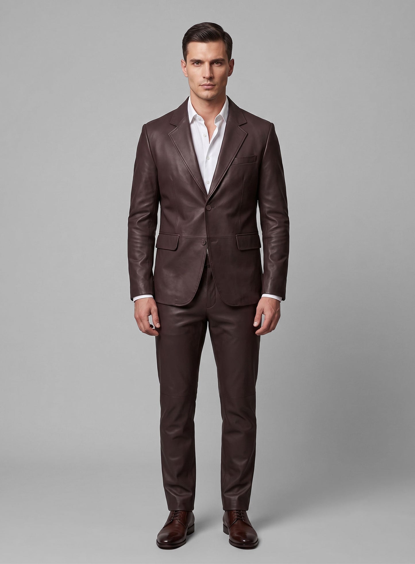 Burgundy Leather Suit