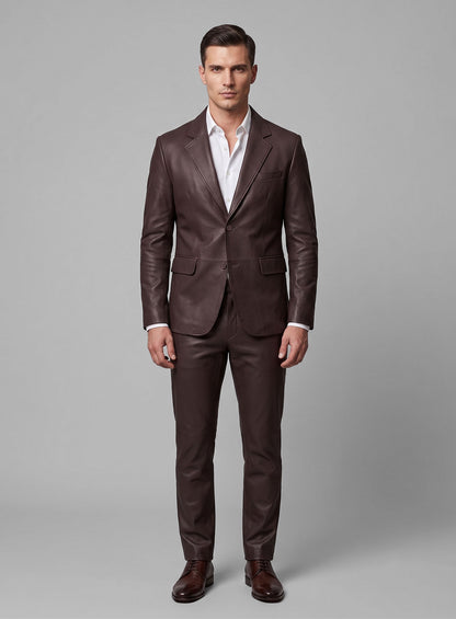 Burgundy Leather Suit