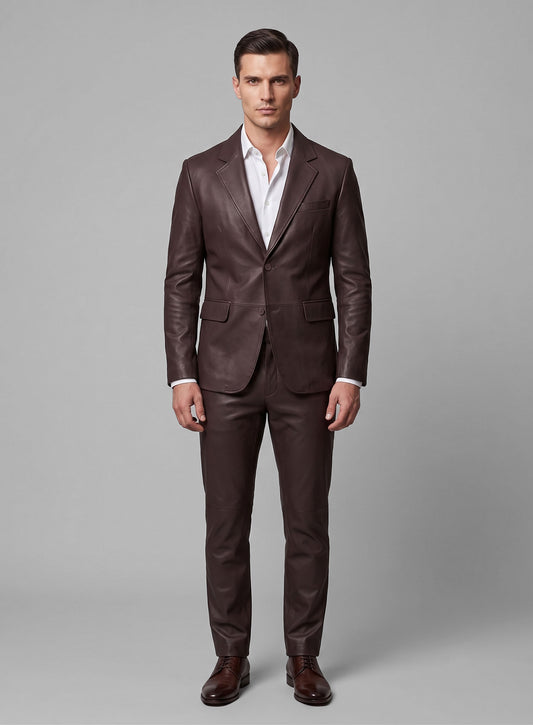 Burgundy Leather Suit