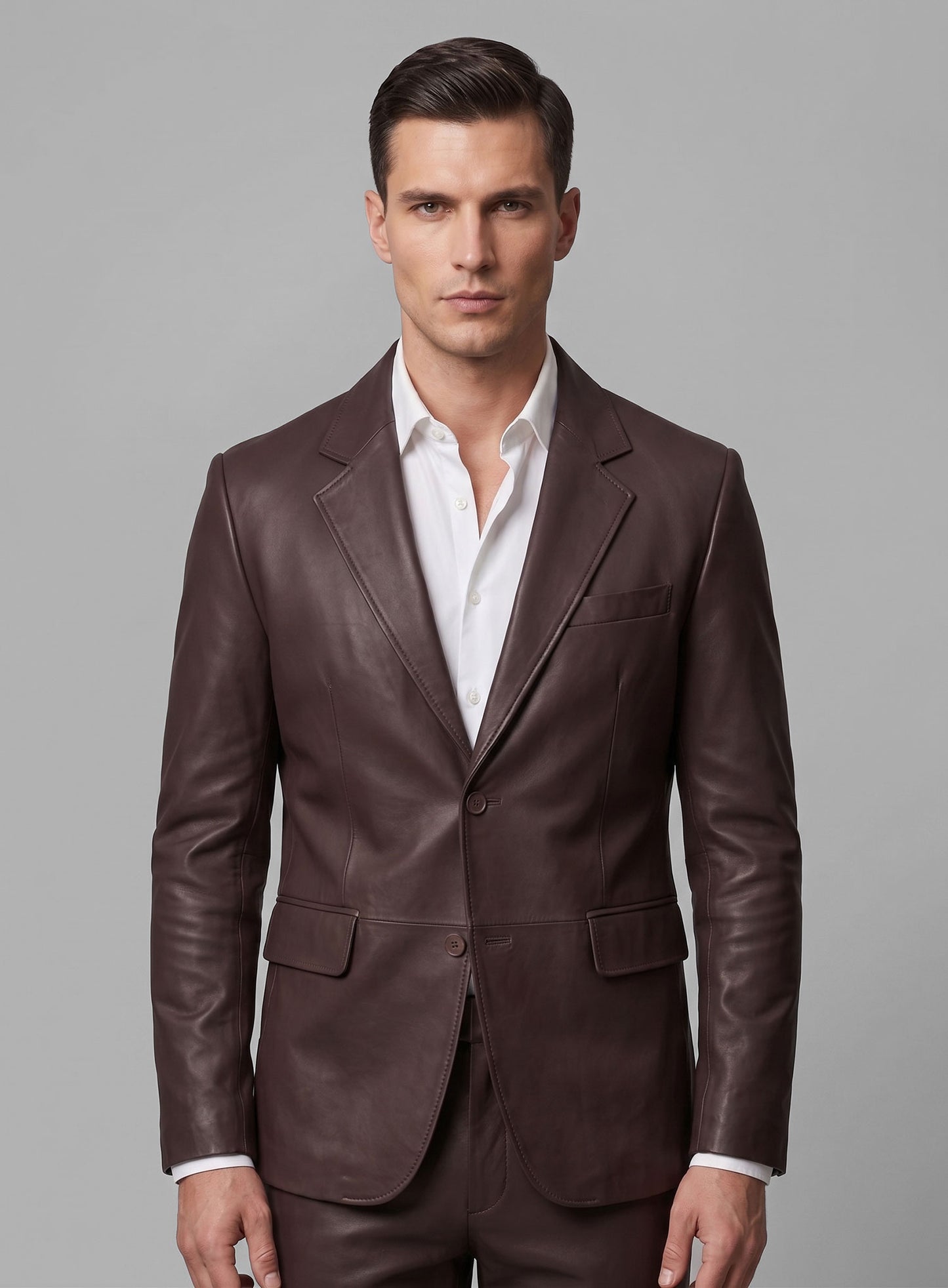 Burgundy Leather Blazer
