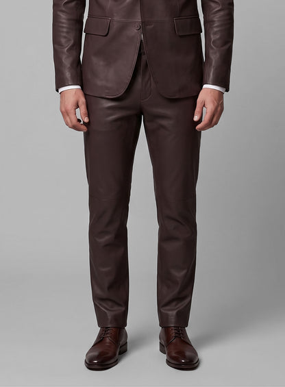 Burgundy Leather Suit