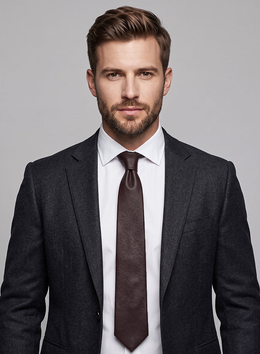 Burgundy Leather Tie