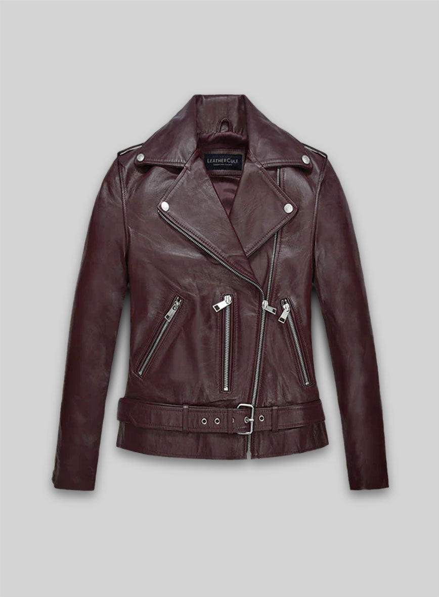 Burgundy Emilia Clarke Last Christmas Leather Jacket