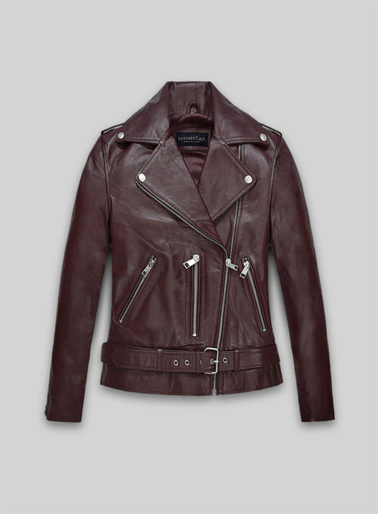 Burgundy Emilia Clarke Last Christmas Leather Jacket