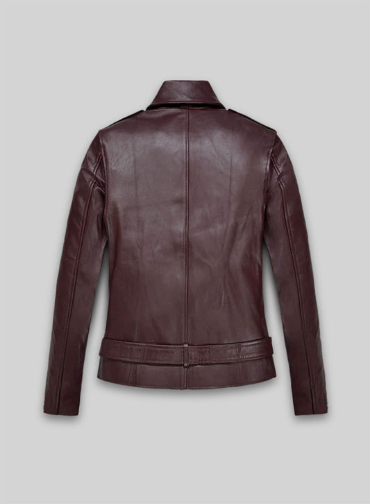 Burgundy Emilia Clarke Last Christmas Leather Jacket