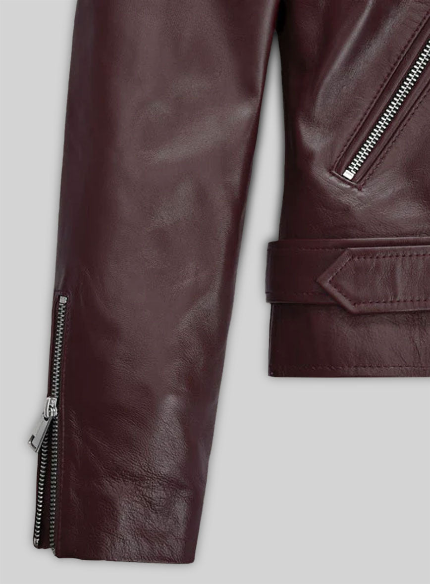 Burgundy Emilia Clarke Last Christmas Leather Jacket
