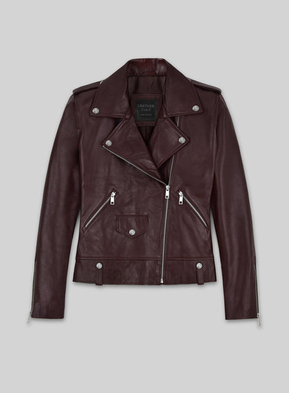 Burgundy Meghan Markle Leather Jacket