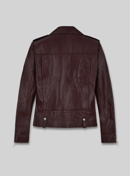 Burgundy Meghan Markle Leather Jacket