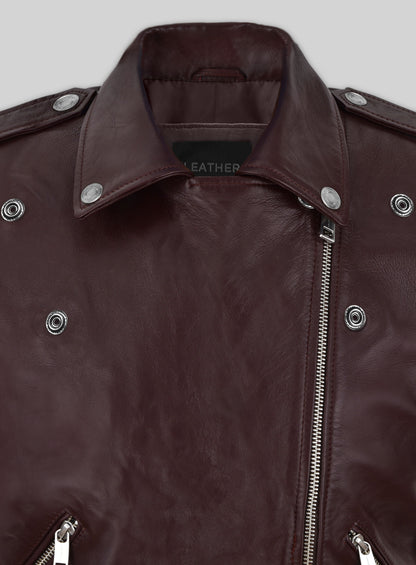 Burgundy Meghan Markle Leather Jacket
