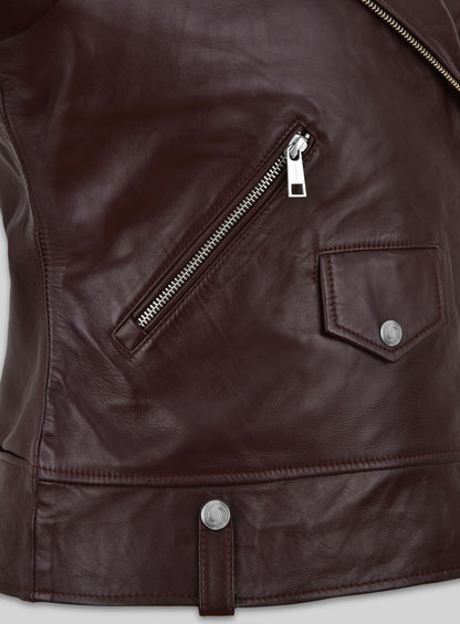 Burgundy Meghan Markle Leather Jacket