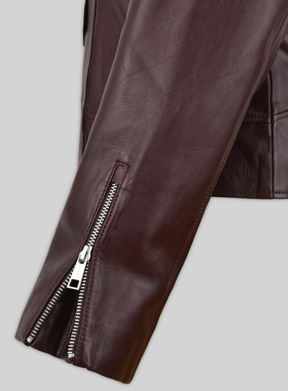 Burgundy Meghan Markle Leather Jacket