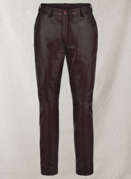 Burgundy Phoenix Leather Pants - LeatherCult