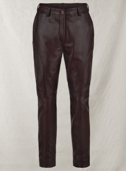 Burgundy Phoenix Leather Pants - LeatherCult