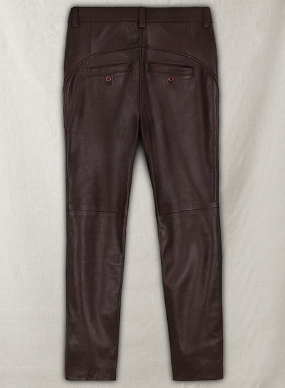 Burgundy Phoenix Leather Pants - LeatherCult