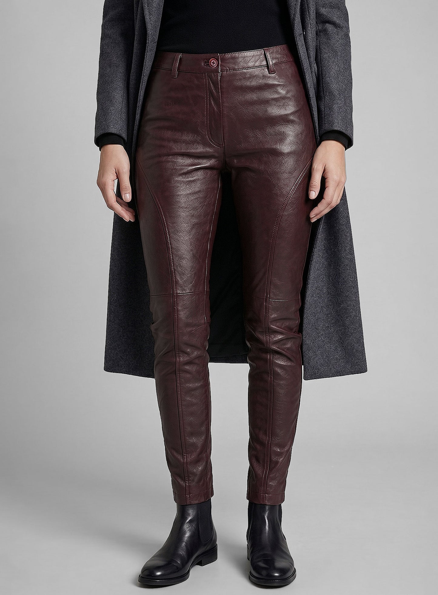 Burgundy Phoenix Leather Pants