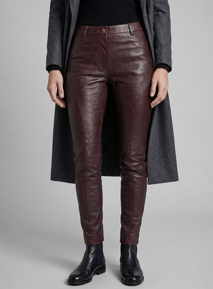 Burgundy Phoenix Leather Pants