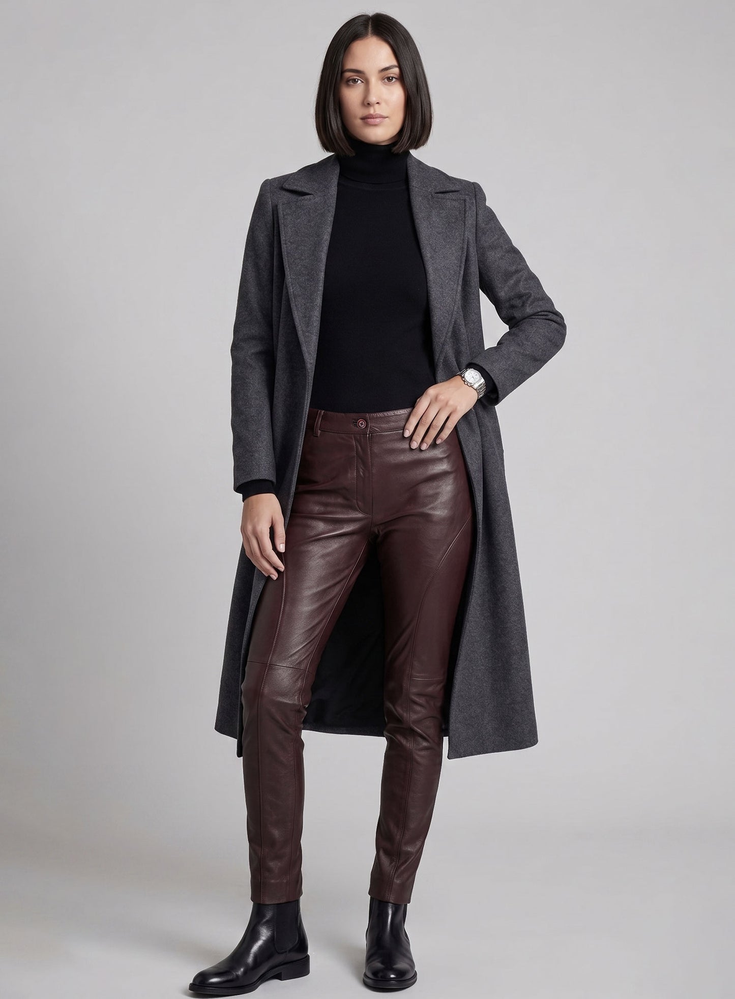 Burgundy Phoenix Leather Pants