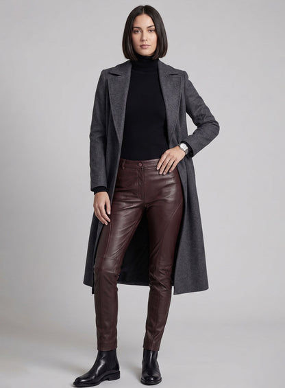 Burgundy Phoenix Leather Pants