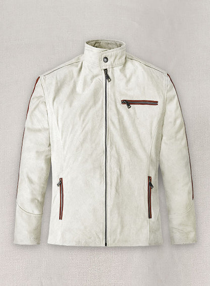 Burnt Red Suede Stripe Leather Jacket #100 - LeatherCult