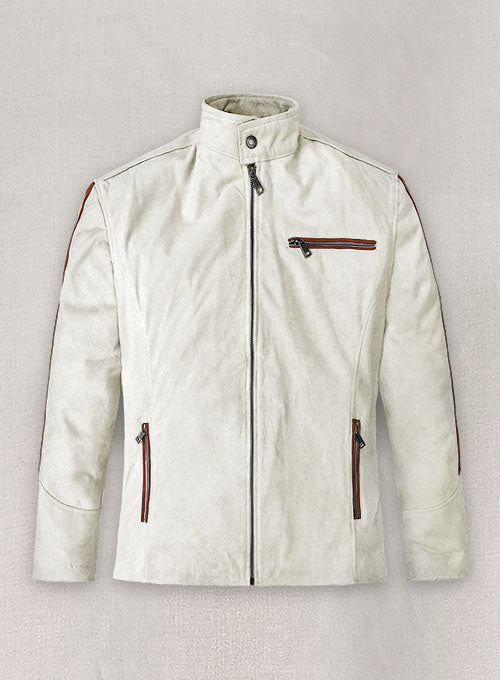 Burnt Red Suede Stripe Leather Jacket #100 - LeatherCult