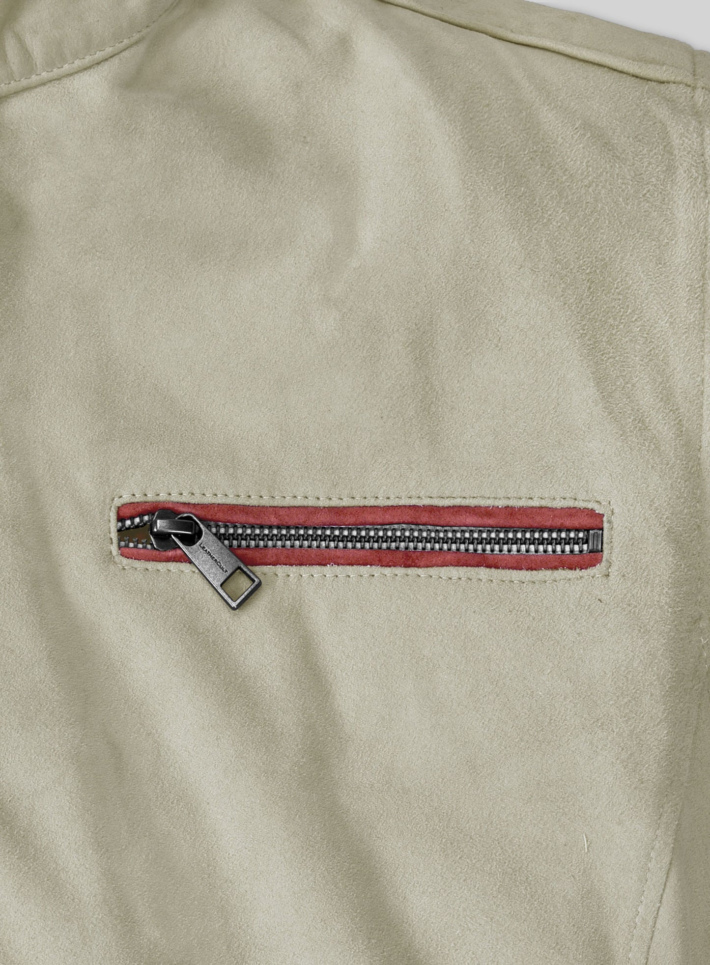 Burnt Red Suede Stripe Leather Jacket #100