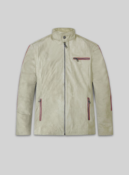 Burnt Red Suede Stripe Leather Jacket #100