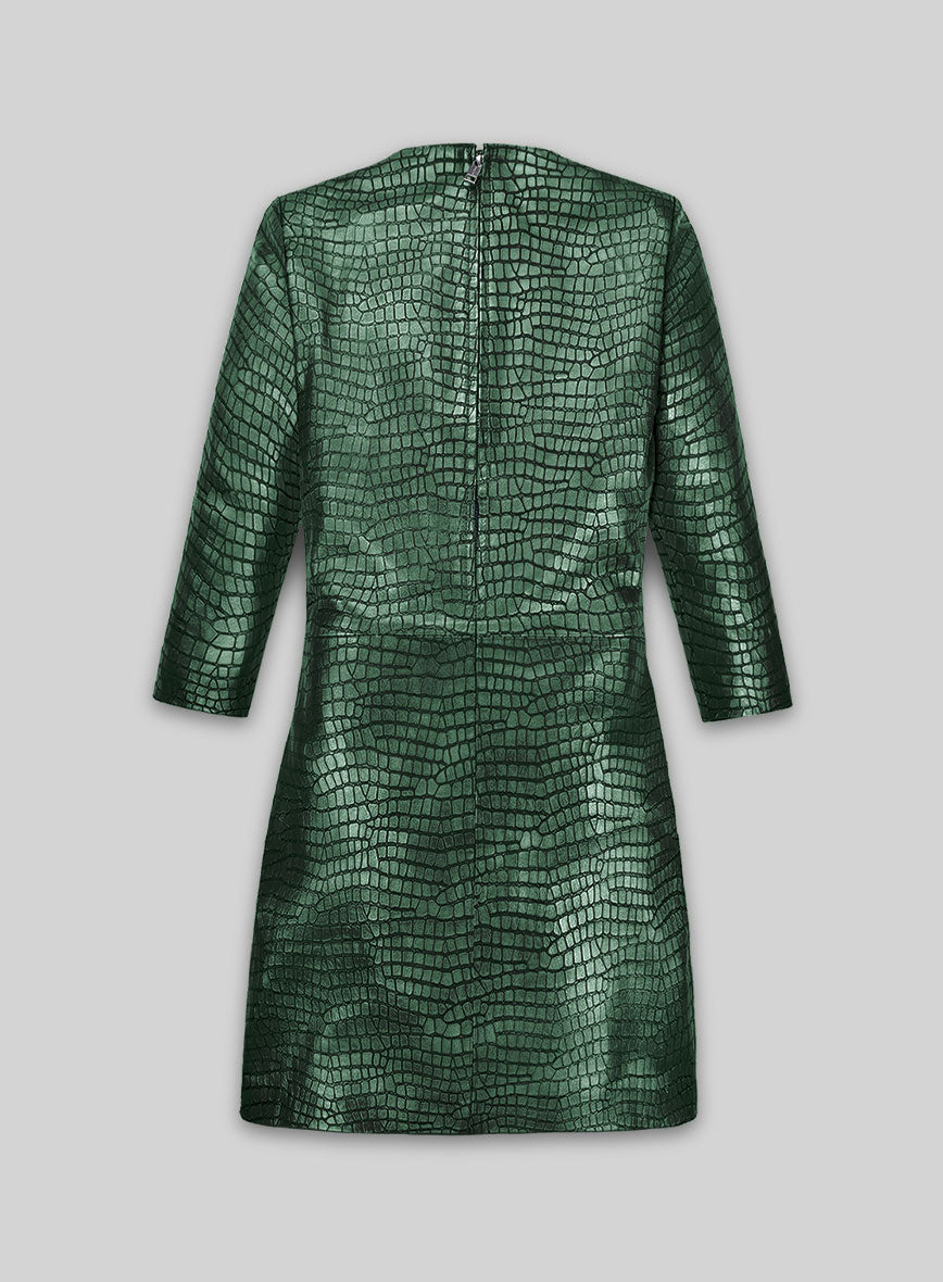 Croc Metallic Green Cacoon Leather Dress - # 757
