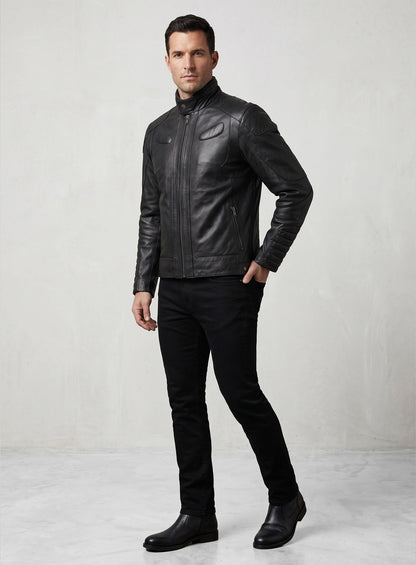 Cafe Racer Leather Jacket #2