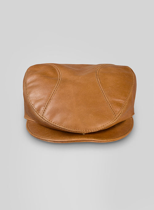 Canberra Tan Leather Cap - LeatherCult