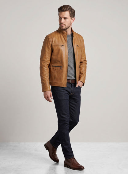 Canberra Tan Martin Lawrence Leather Jacket #2
