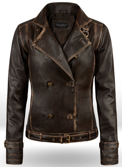 Rubbed Brown Captain America Scarlett Johansson Leather Jacket - LeatherCult