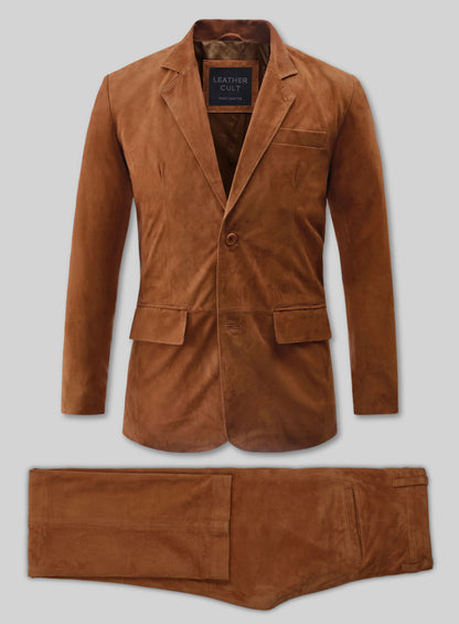 Caramel Brown Suede Leather Suits