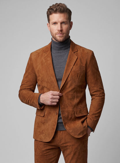 Caramel Brown Suede Leather Suits