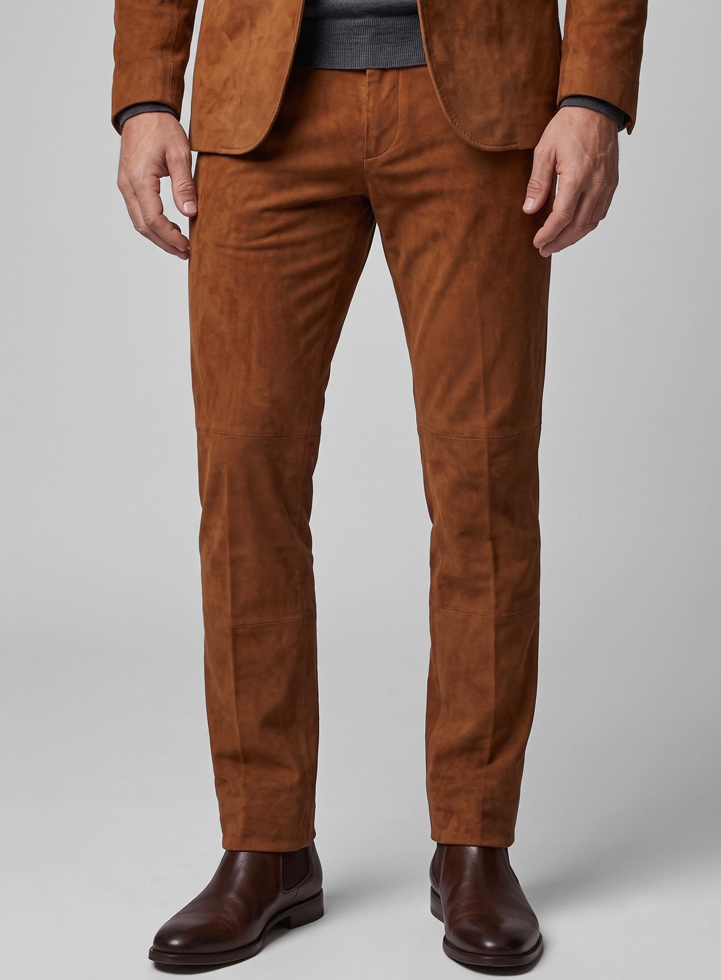 Caramel Brown Suede Leather Suits