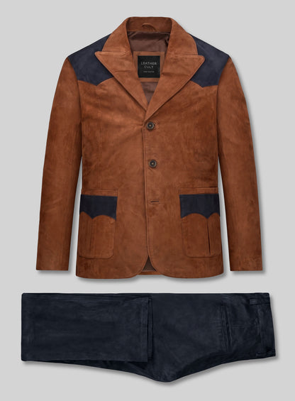 Caramel Brown Suede Western Leather Suit