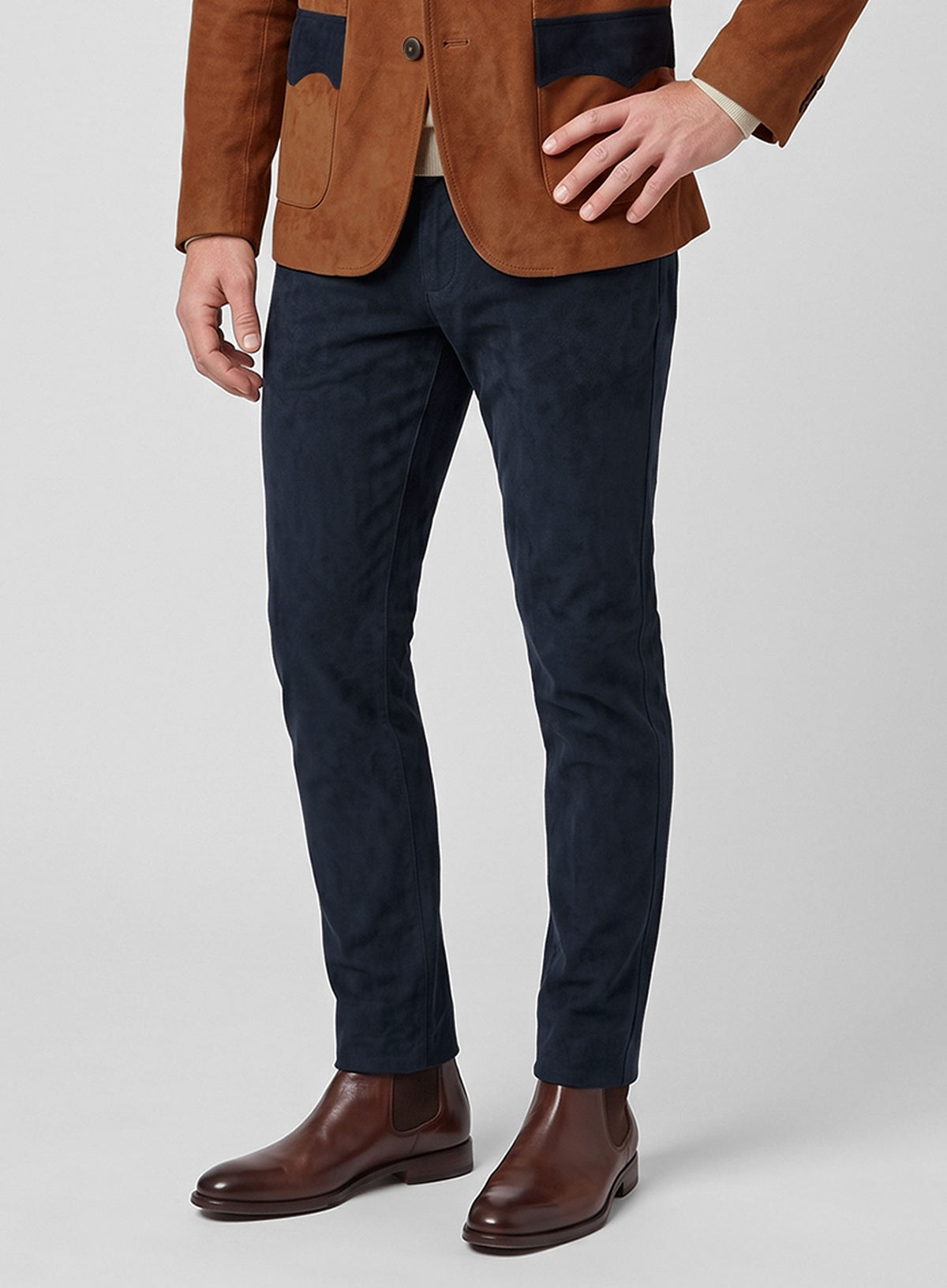 Caramel Brown Suede Western Leather Suit