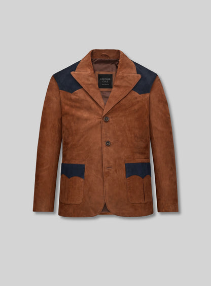 Caramel Brown Suede Western Leather Suit