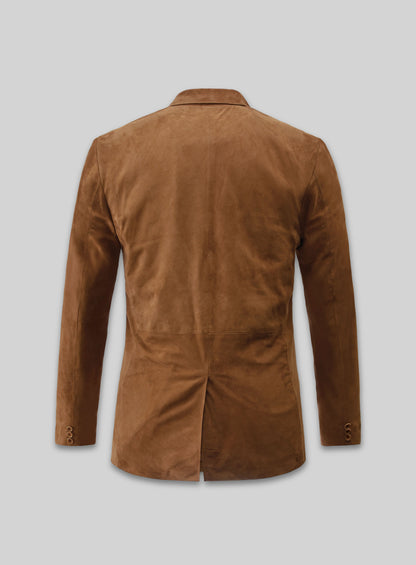 Caramel Brown Suede Leather Blazer