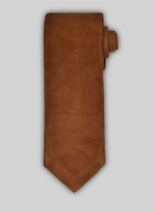 Caramel Brown Suede Leather Tie