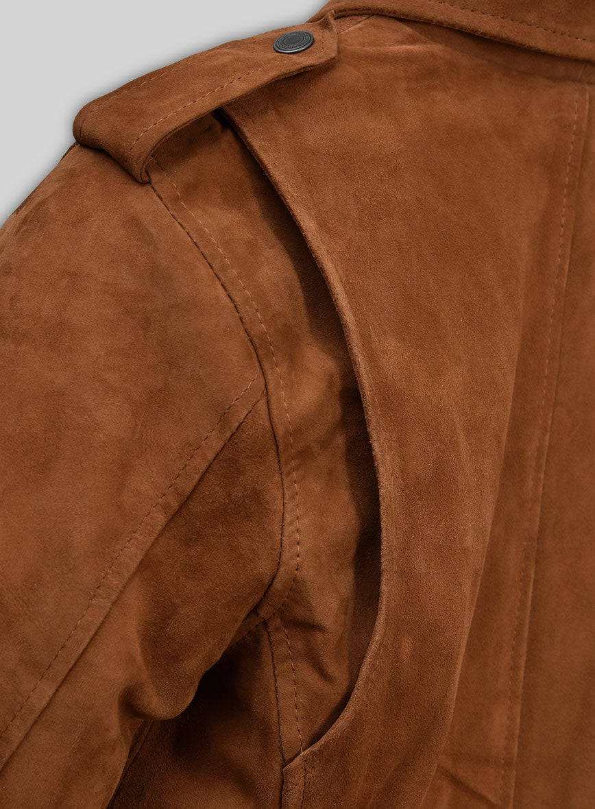 Caramel Brown Suede Pure Leather Biker Jacket #2