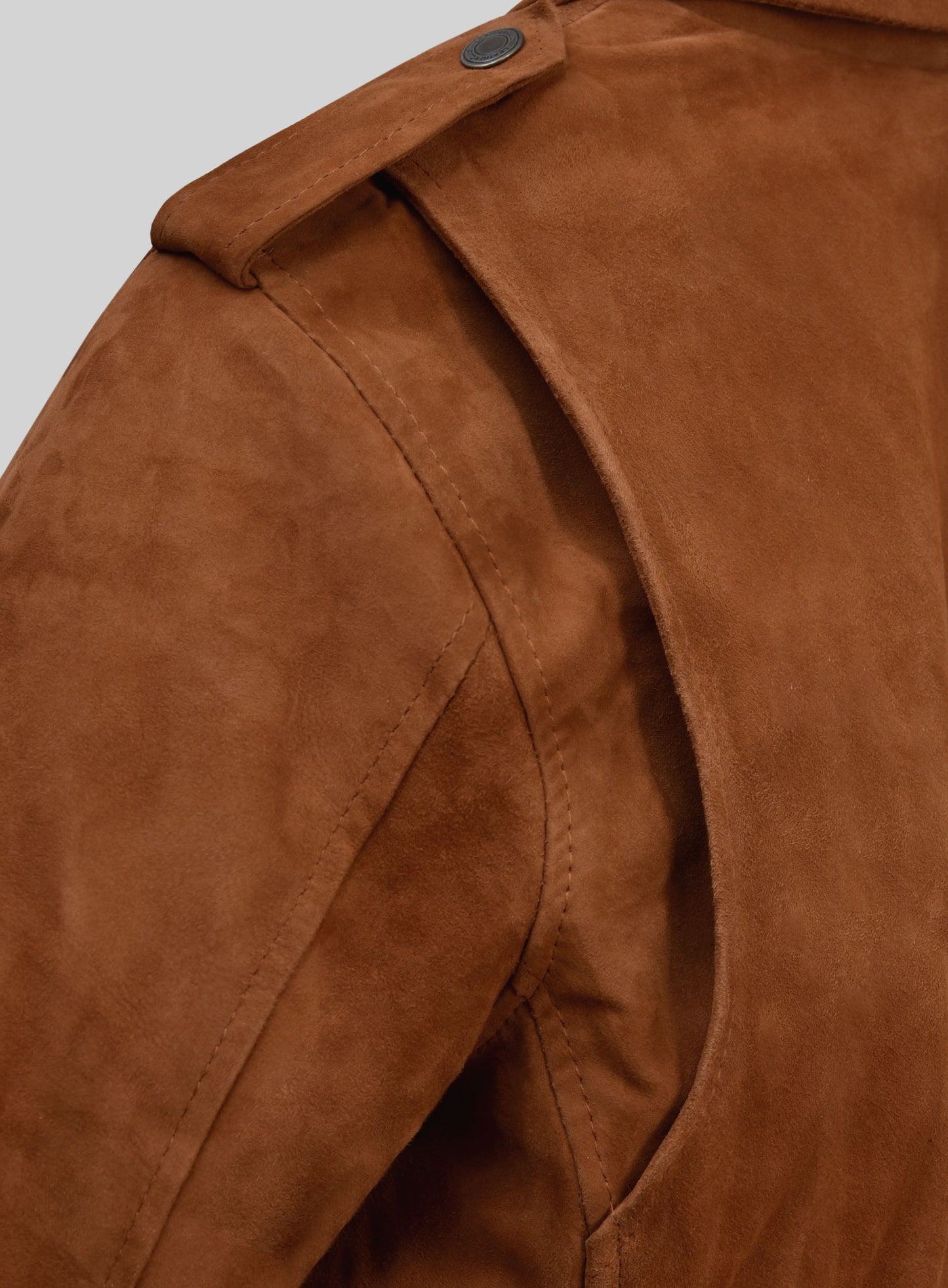 Caramel Brown Suede Pure Leather Biker Jacket #2