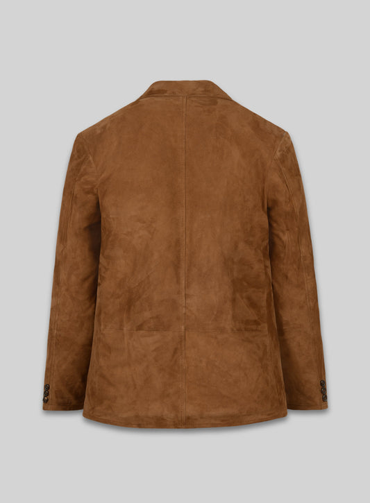 Soft Caramel Brown Suede Leather Blazer - #712