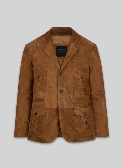 Soft Caramel Brown Suede Leather Blazer - #712