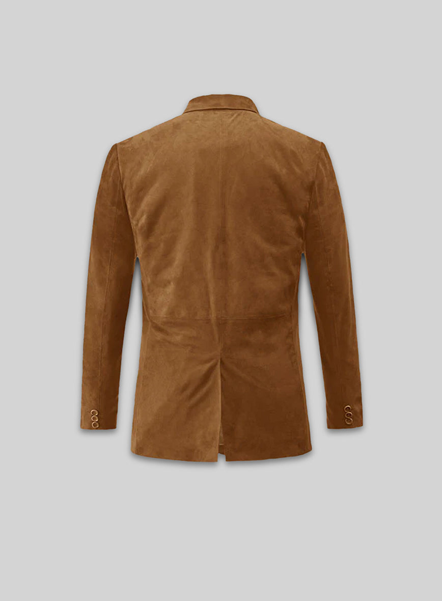 Caramel Brown Suede Leather Blazer