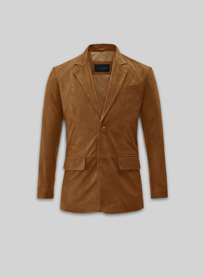 Caramel Brown Suede Leather Blazer
