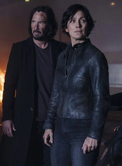 Carrie Anne Moss The Matrix Resurrections Leather Jacket - LeatherCult